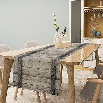 Wooden Barn Doors Table Runner Wood Rustic Farm Farmhouse Country Retro Metal - Image 3