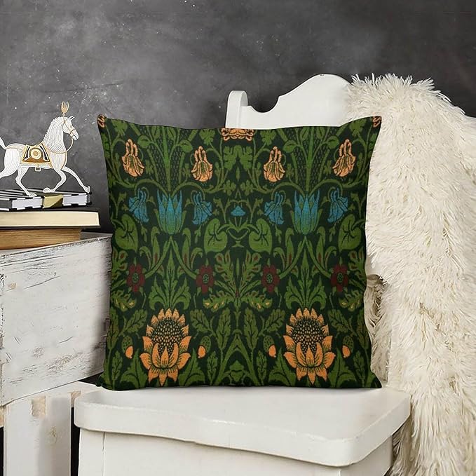 William Morris Floral Original Throw Pillow Covers Boho Chic Retro Floral Cozy - Image 3