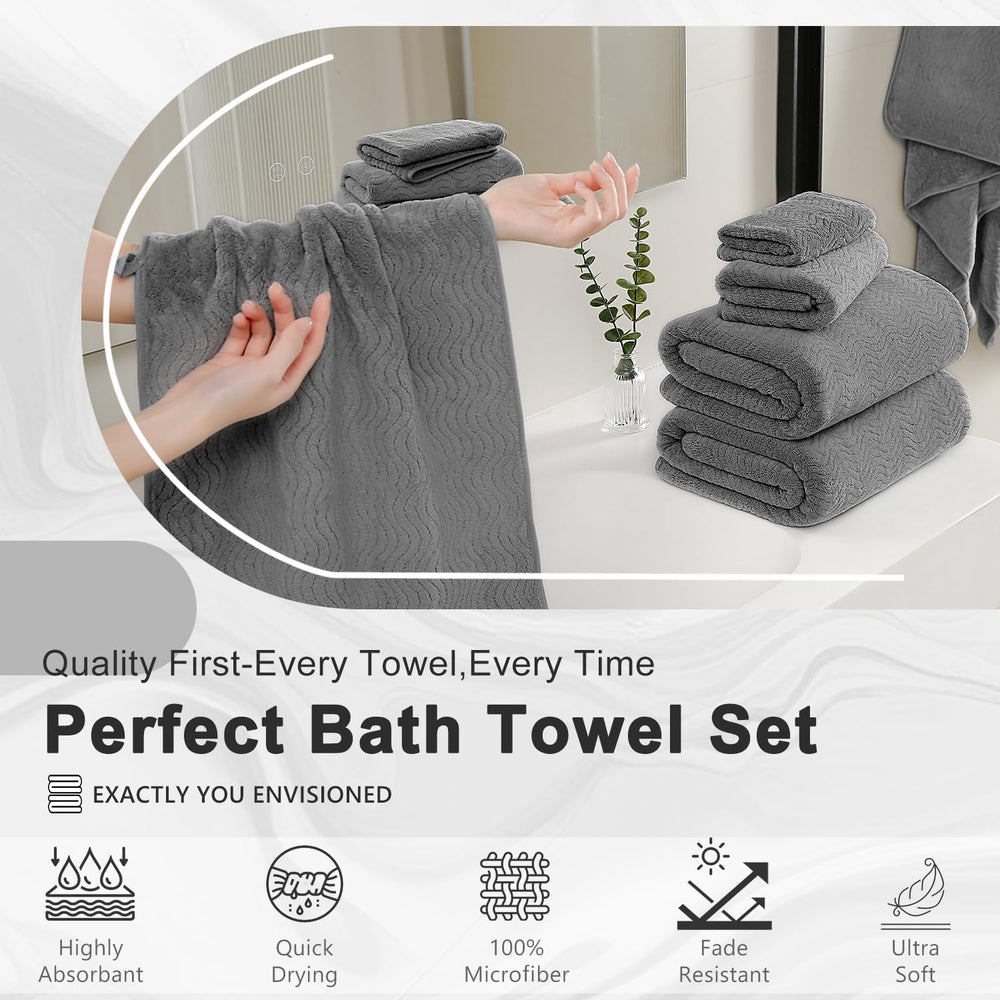 4 Piece Extra Large Bath Towel 35"x70" Oversized Bath Sheet Grey Ba...