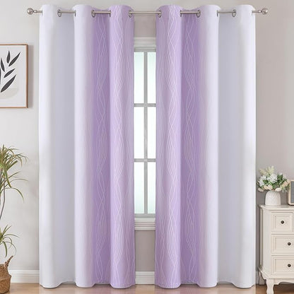 Estelar Textiler Lilac and Greyish White Room Darkening Blackout Curtains 84 - Image 2