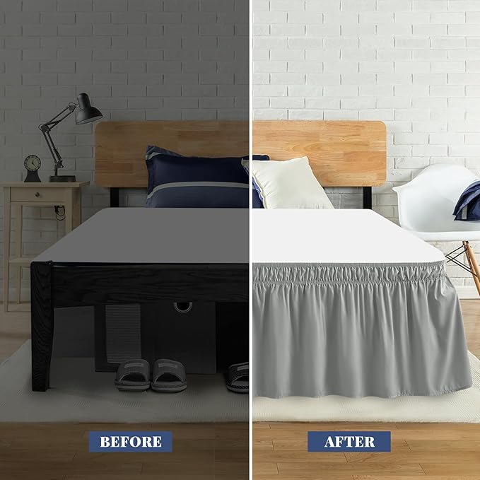 King Bed Skirt, Elastic Wrap Around Bed Skirt King Size, Bed Skirts - Image 3