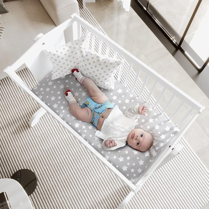 Bassinet Sheets Set 4 Pack for Baby Boy or Girl, Universal Fit for Oval - Image 2
