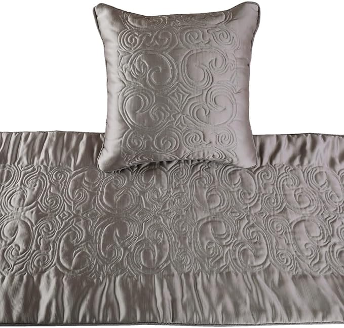 The HomeCentric Luxury Silver Twin 53 x 18 inch Bed Runner - Image 2