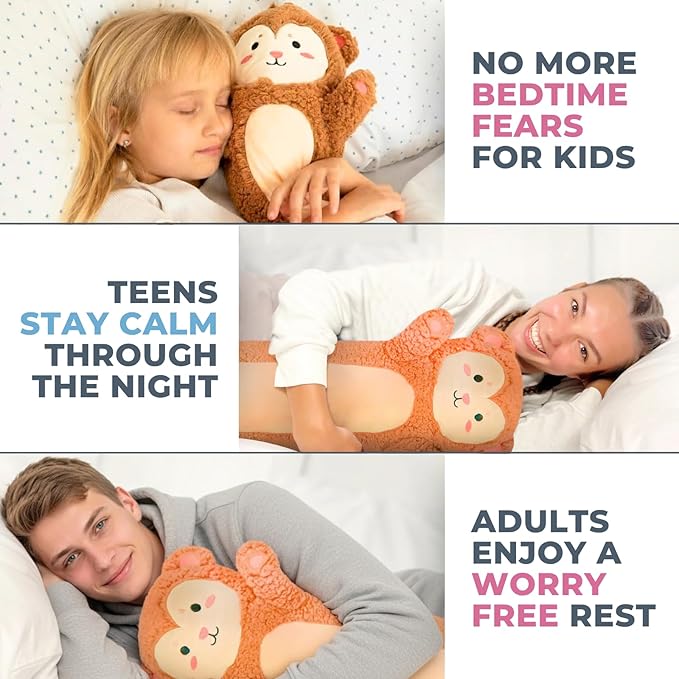 Monkey Plush Body Pillow for Kids | Long Stuffed Animal Cuddle Pillow | Soft - Image 4