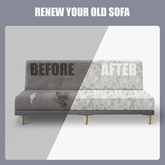 molasofa Leather Like Stretch Futon Slipcover Armless Futon Bed Sofa Cover - Image 6