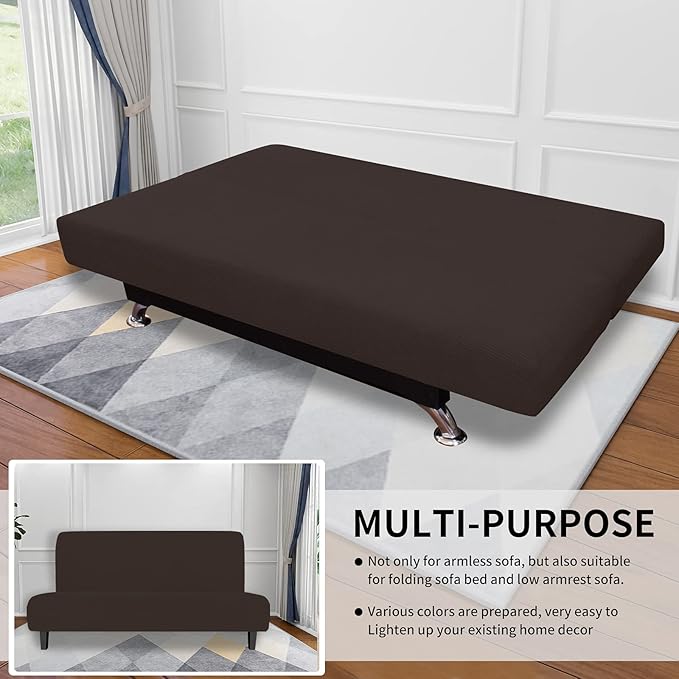 Easy-Going Stretch Futon Slipcover Armless Futon Bed Cover Furniture Protector - Image 4
