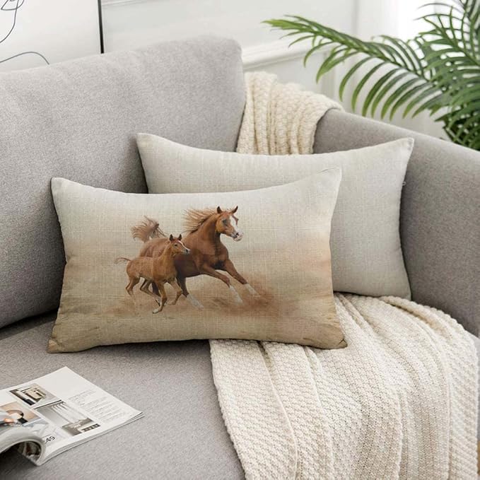 TKS MITLAN Two Horses Decorative Pillow Covers Purebred White Arabian Horse in - Image 7