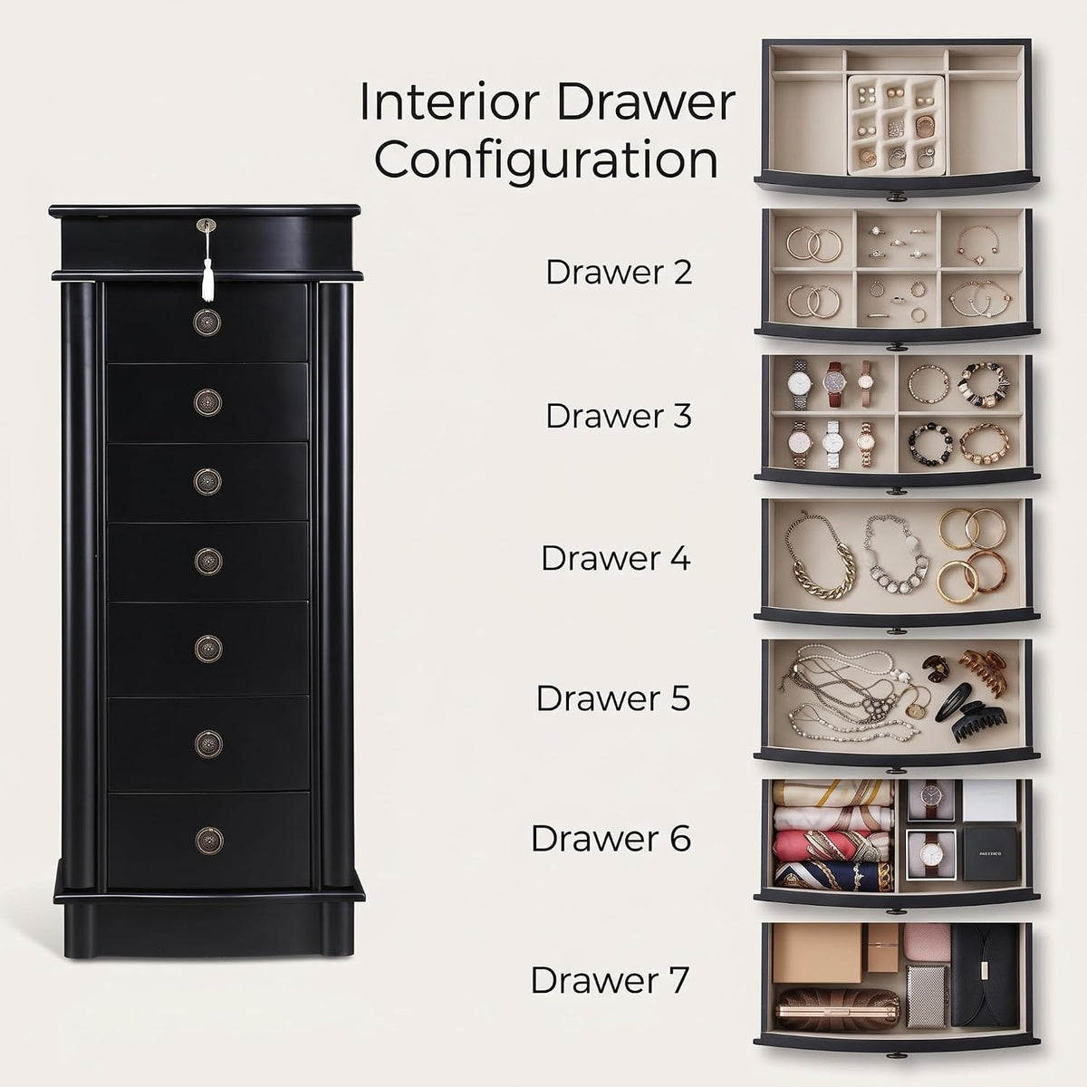 hives and honey noel standing jewelry armoire cabinet, package contents