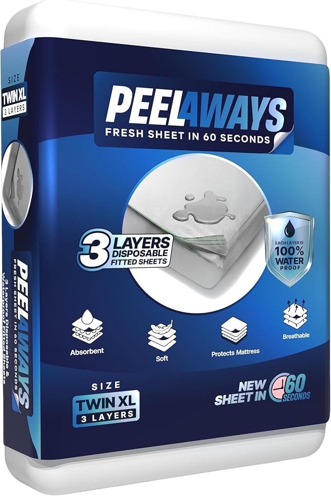 Peelaways Waterproof Disposable Bed Sheets – As Seen On Shark Tank | 3-Layer by PEELAWAYS