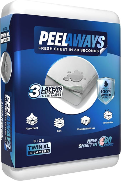 Peelaways Waterproof Disposable Bed Sheets – As Seen On Shark Tank | 3-Layer by PEELAWAYS