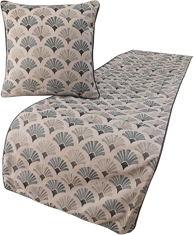 The HomeCentric King Queen Twin Blue & Grey Designer King 90"x18" Bed Runner by TheHomeCentric