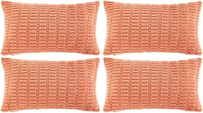 Fancy Homi 4 Packs Boho Coral Decorative Throw Pillow Covers 12x24 Inch by Fancy+Homi