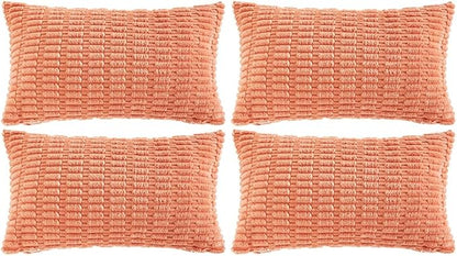 Fancy Homi 4 Packs Boho Coral Decorative Throw Pillow Covers 12x24 Inch by Fancy+Homi