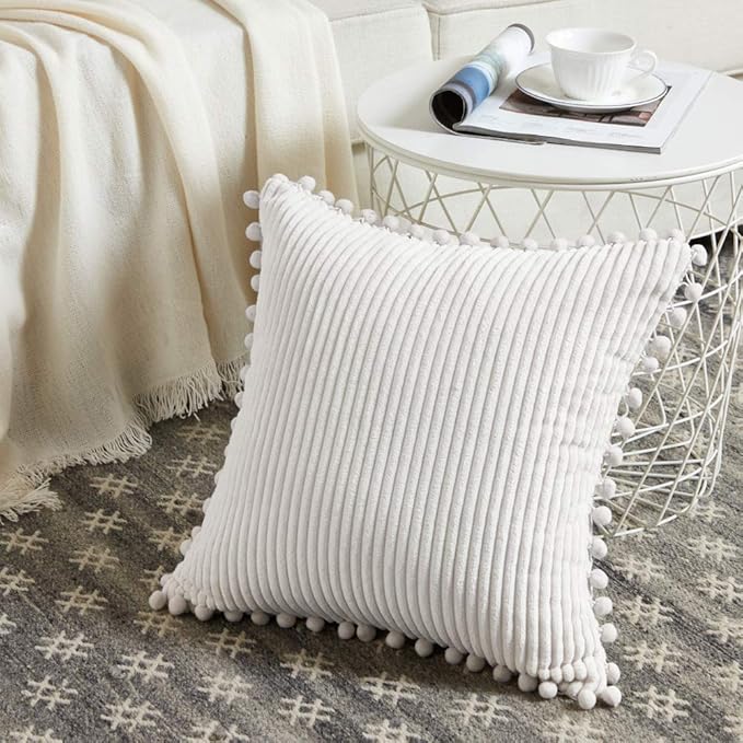 Fancy Homi 24x24 Pillow Covers, Super Soft Corduroy Square Solid Cushion Cover - Image 2