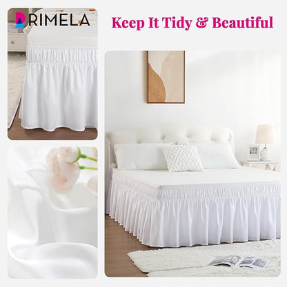 RIMELA White Bed Skirt Queen Size 18 Inch Drop, Elastic Bed Skirting - Image 4