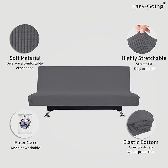 Easy-Going Stretch Futon Slipcover Armless Futon Bed Cover Furniture Protector - Image 3