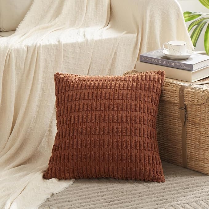 Fancy Homi 4 Packs Rust Decorative Throw Pillow Covers 20x20 Inch - Image 2