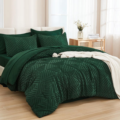 andency king size comforter set, dark emerald green, main product view