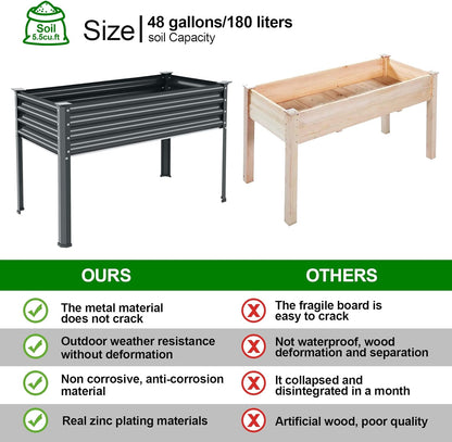 land guard galvanized raised garden bed with legs shown in use