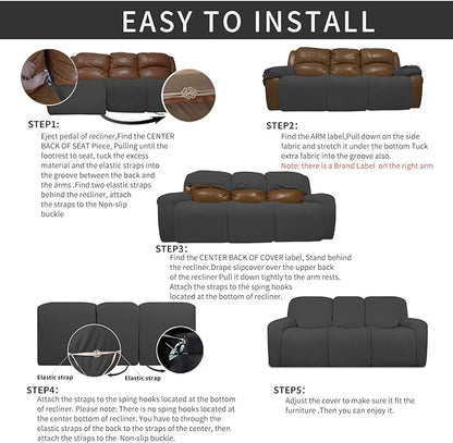 Easy-Going 8 Pieces Recliner Sofa Stretch Sofa Slipcover Sofa Cover Furniture - Image 4