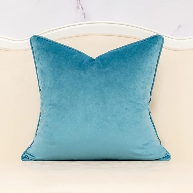 Alerfa 20 x 20 Inch Light Blue Square Maple Leaf Pillow Embroidery Cut Velvet - Image 2