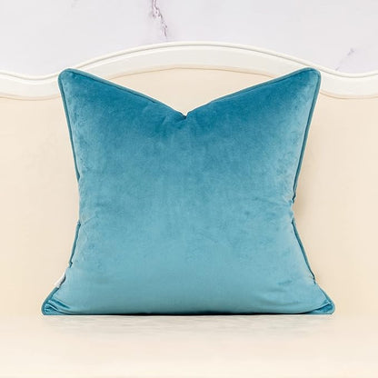 Alerfa 18 x 18 Inch Light Blue Square Maple Leaf Pillow Embroidery Cut Velvet - Image 2