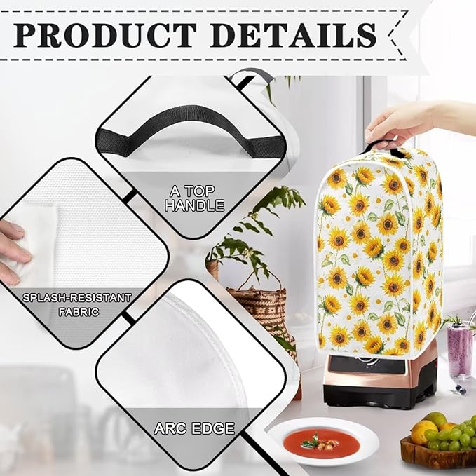 Sunflower Blender Covers for Kitchen Yellow Appliance Cover Washable Anti-Stain - Image 3