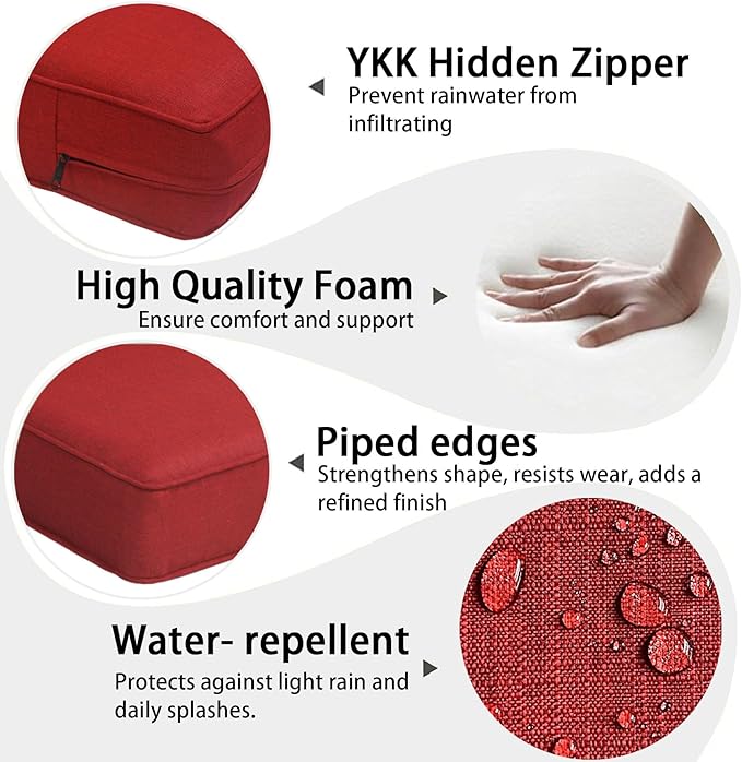 23.5x25 inch Outdoor/Indoor Deep Seat Patio Cushions Set of 2 Deep Seat Bottom - Image 5