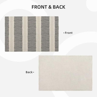 Black Polka Dot Placemats Set of 4, Boho Striped Decorative Table Mat 12 x 18 - Image 3
