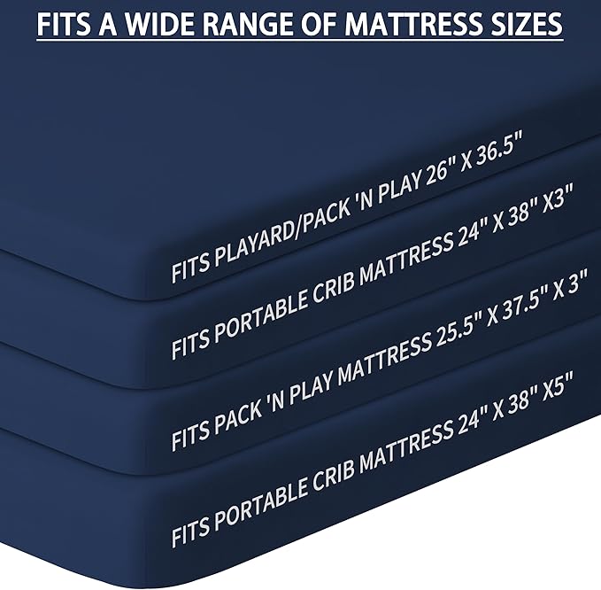 Pack and Play Sheets Fitted, 2 Pack Pack n Play Sheets - Image 3