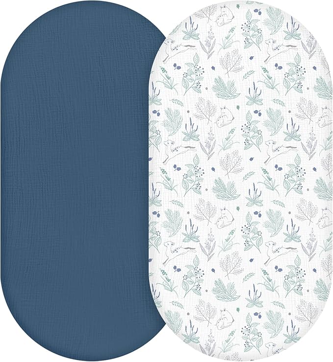 Muslin Bassinet Fitted Sheets, 2 Pack by LYRICHOMBABY