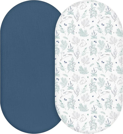 Muslin Bassinet Fitted Sheets, 2 Pack by LYRICHOMBABY