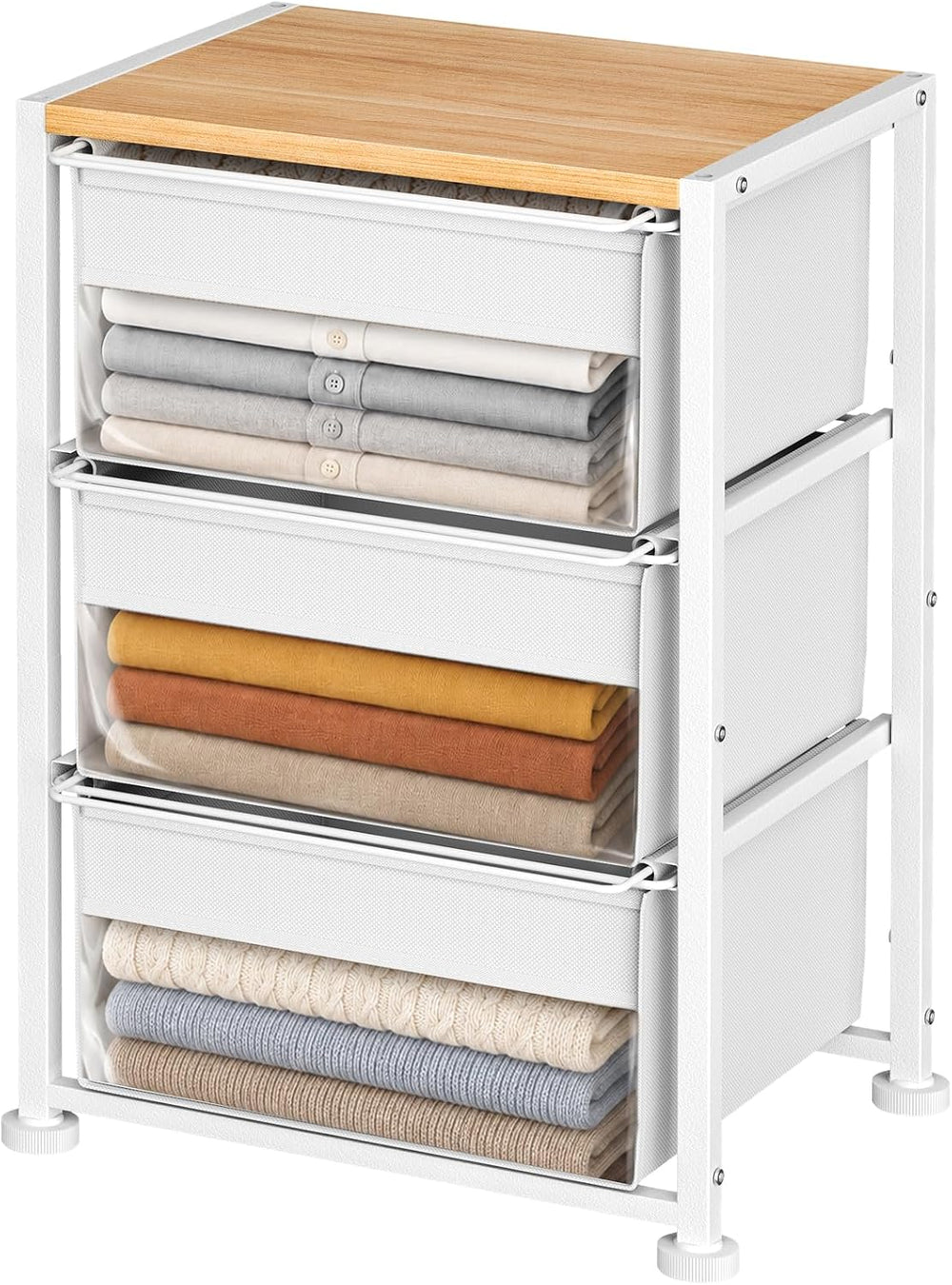 DIMJ Stackable Storage Drawer for Closet Organizers with 3 Clear Window