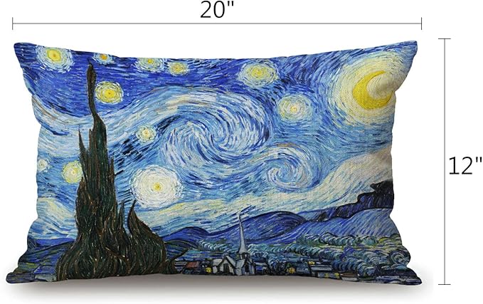 Solekla Van Gogh Pillow Cover Farmhouse Pillow Case Classic Arts Starry Night - Image 2
