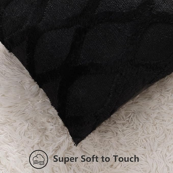 decorUhome Throw Pillow Covers 18x18 Inch Set of 2, Soft Plush Faux Fur Wool - Image 2