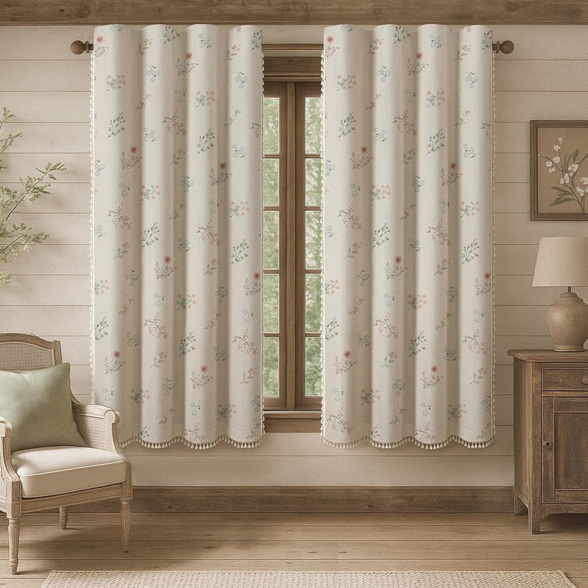 boho floral 100% blackout curtains 63 inch 2, main product view