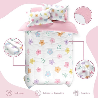 SANDJEST Floral Comforter Set Full Size 98x86in - Image 2