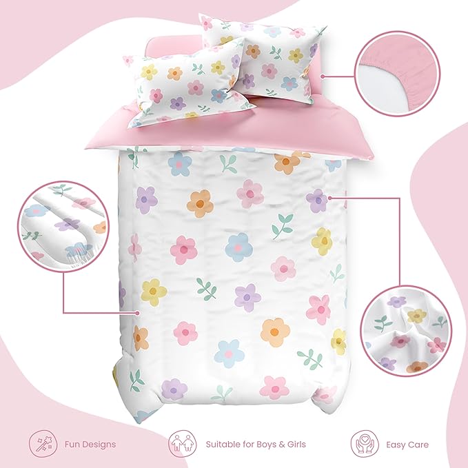 SANDJEST Floral Comforter Set Twin Size 68x86in - Image 2