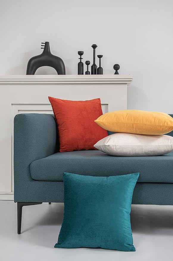 16x16 Throw Pillow Cases Teal: 2 Pack Cozy Soft Velvet Square Decorative Pillow - Image 5