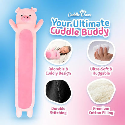 Big Pig Plush Body Pillow for Kids | Long Stuffed Animal Cuddle Pillow | Soft - Image 6