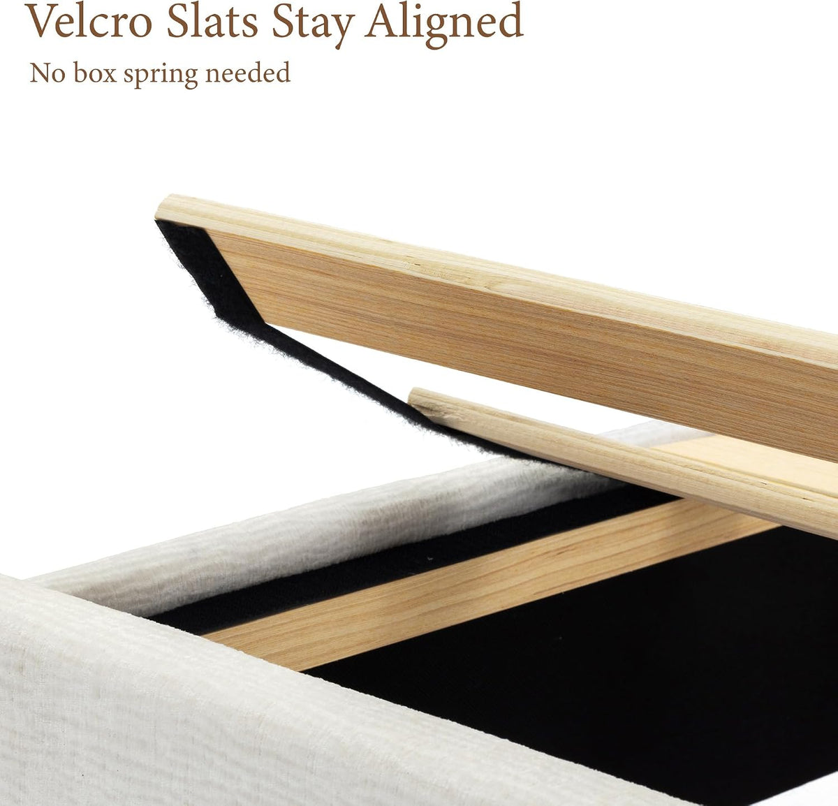 yechen king size bed frame with upholstered headboard, front angle view