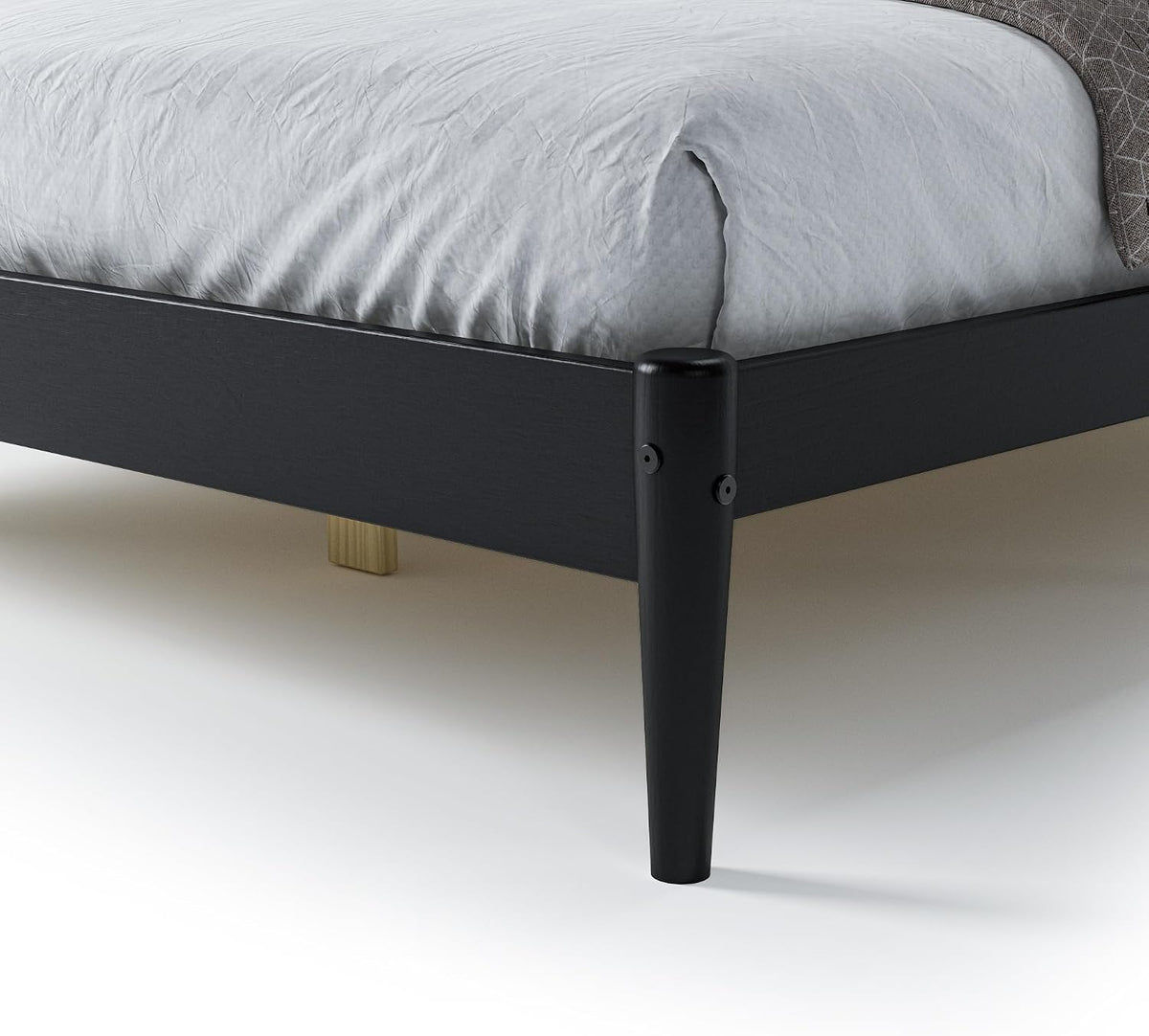 camaflexi mid-century modern platform bed/solid wood/slat headboard/mattress foundation on a desk or shelf