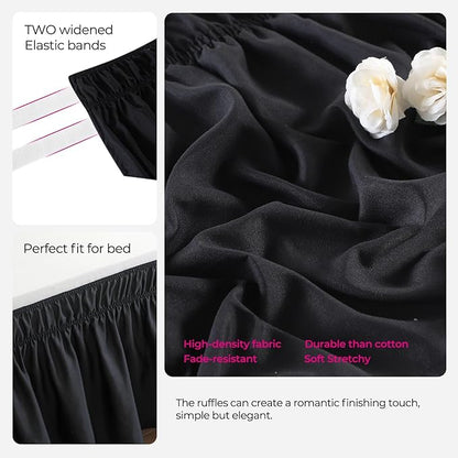 RIMELA Black Bed Skirt King Size 14 Inch Drop, Elastic Bed Skirting - Image 7