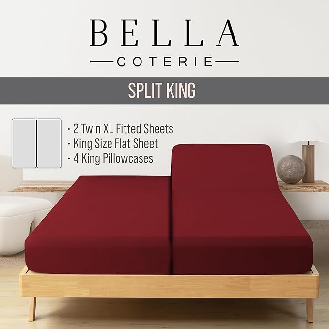 Bella Coterie 7 Piece Luxury Bamboo Viscose Split King Size Sheet Set | 2 - Image 2