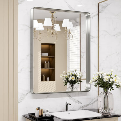 loaao 24x36 inch brushed nickel bathroom mirror on a desk or shelf