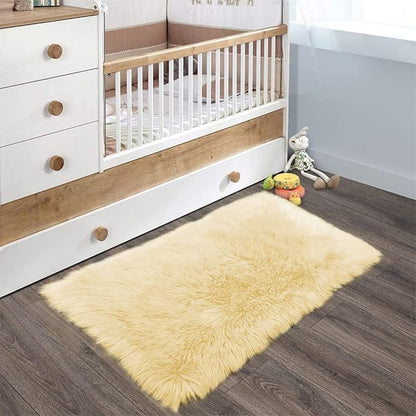 Latepis Yellow Fur Rugs Small 2x3 Area Faux Sheepskin Rug Throw - Image 7