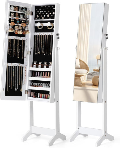 nicetree freestanding jewelry cabinet, full length mirror, moon, main product view