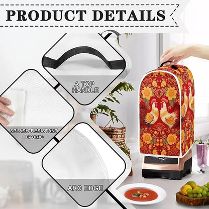 Rooster Dust Cover Kitchen Blender Cover Flower Washable Toaster Bread Maker - Image 3