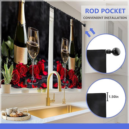 Aimego Red Rose Wine Kitchen Curtains - Image 4
