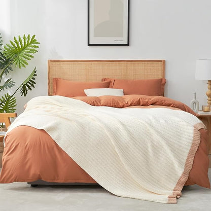 Snuggle Sac Fluffy Ribbed Cream Blanket Twin Size, Soft Luxurious Knit Throws - Image 6